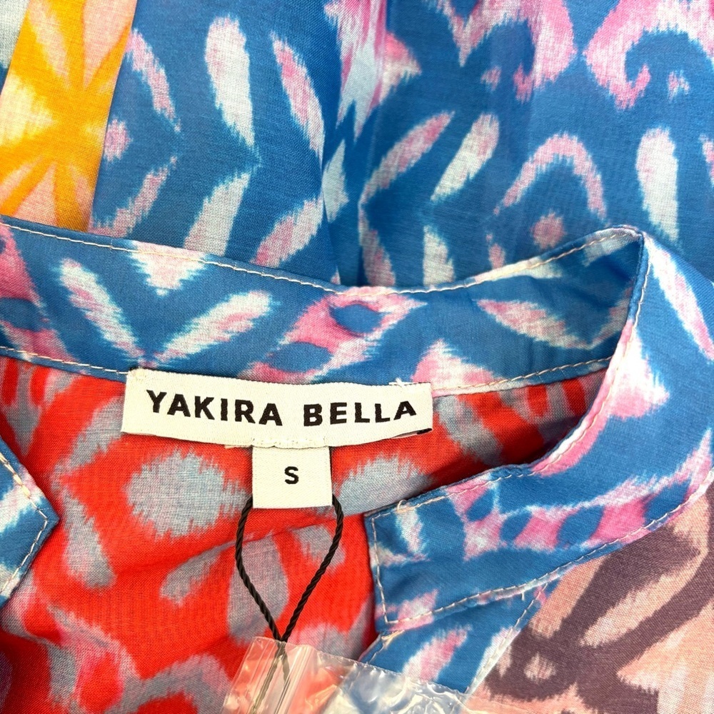 Yakira Bella Sari Patchwork Button Front Midi Dress Modest Colorful Boho S NEW - Picture 12 of 15